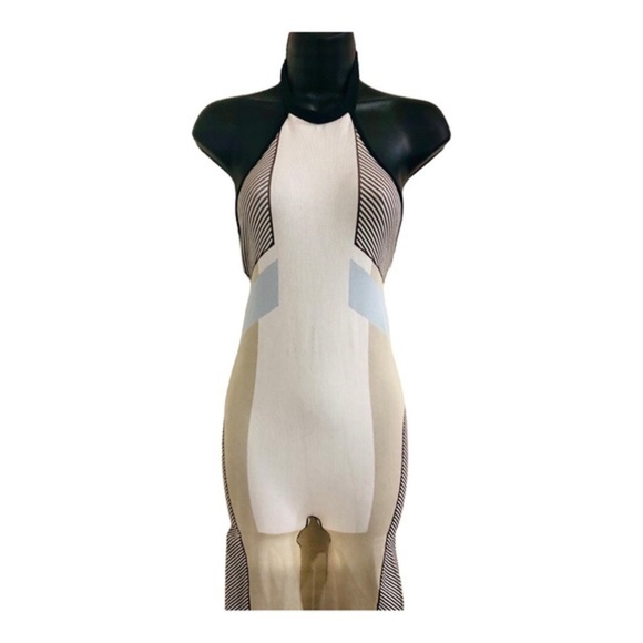 Zara contour collection gray colorblock‎ open back halter stretch jumpsuit M/L - Picture 11 of 14